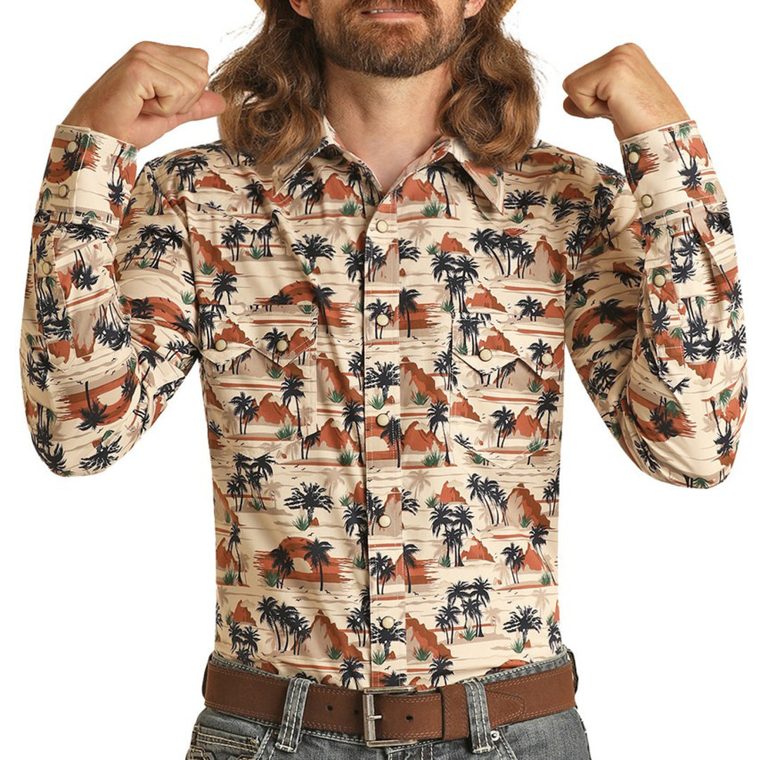 Rock & Roll Cowboy Men's Vacation Print Snap Shirt