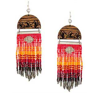 Wyo-Horse Sunset Seed Bead Earrings