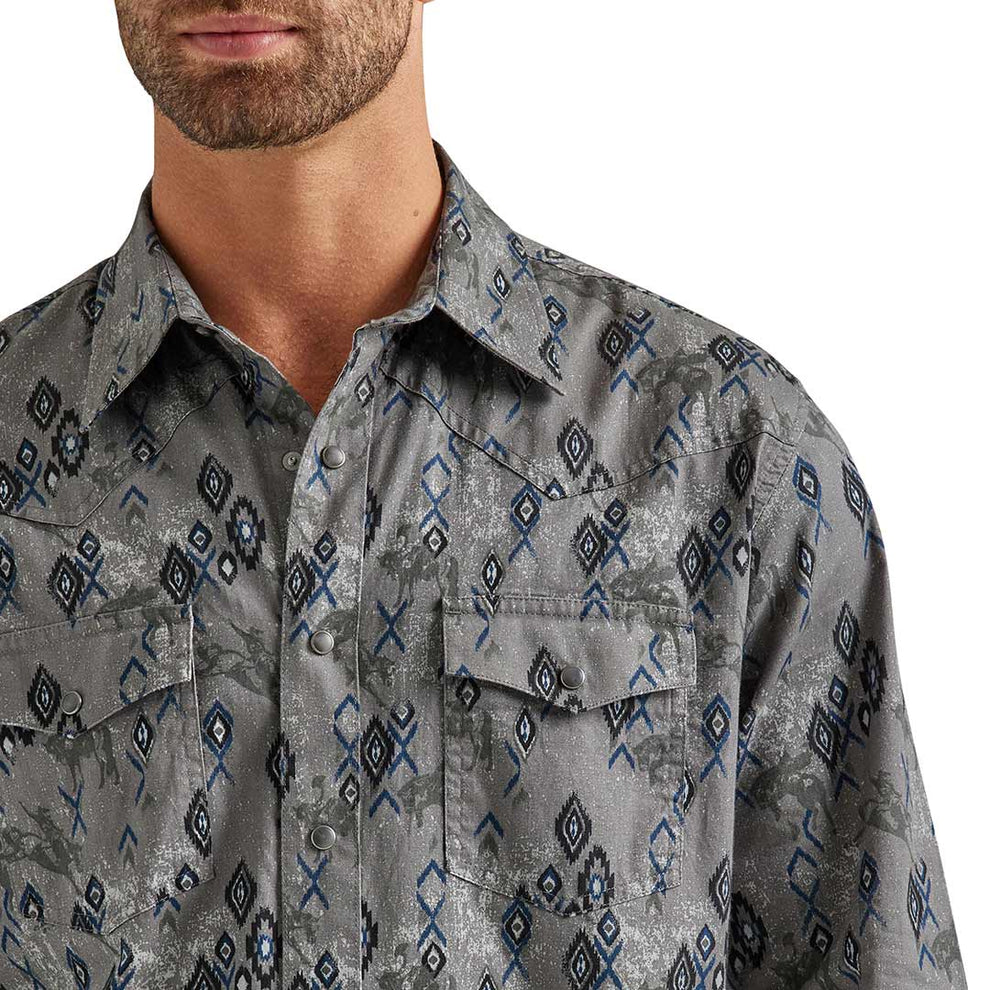 Wrangler Men's Way Out West Print Snap Shirt