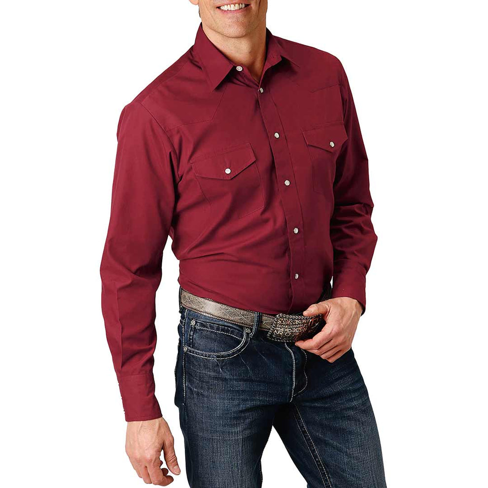 Roper Men's Solid Broadcloth Western Shirt