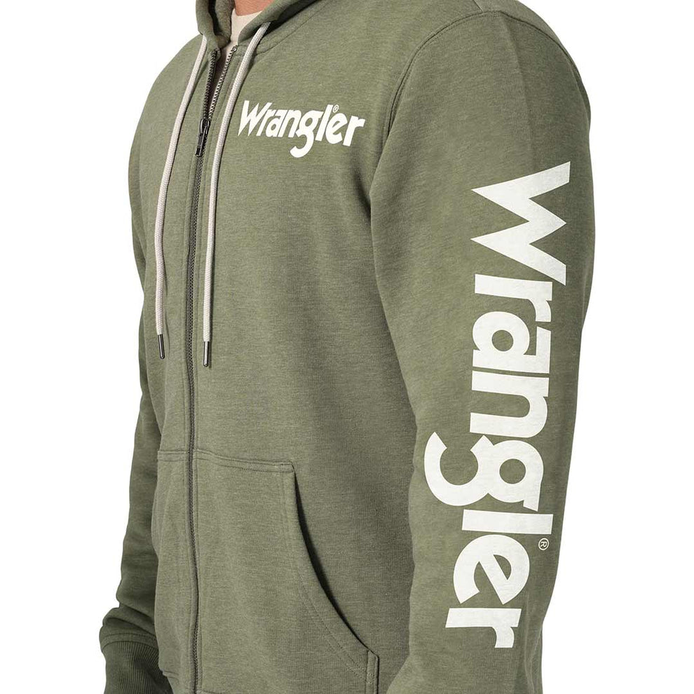 Wrangler Men's Logo Sleeve Full Zip Hoodie