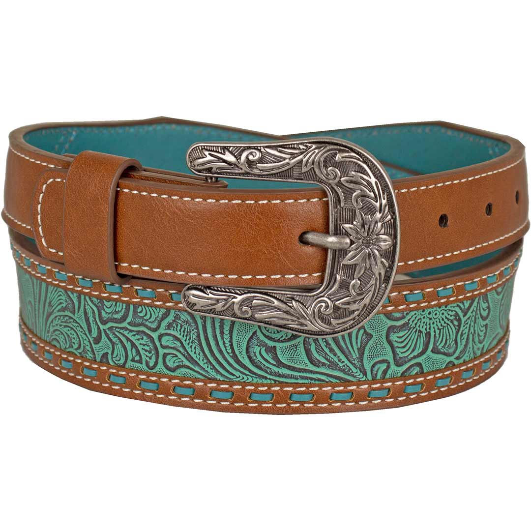 Catchfly Women's Tooling Inlay Buckstitch Tapered Belt