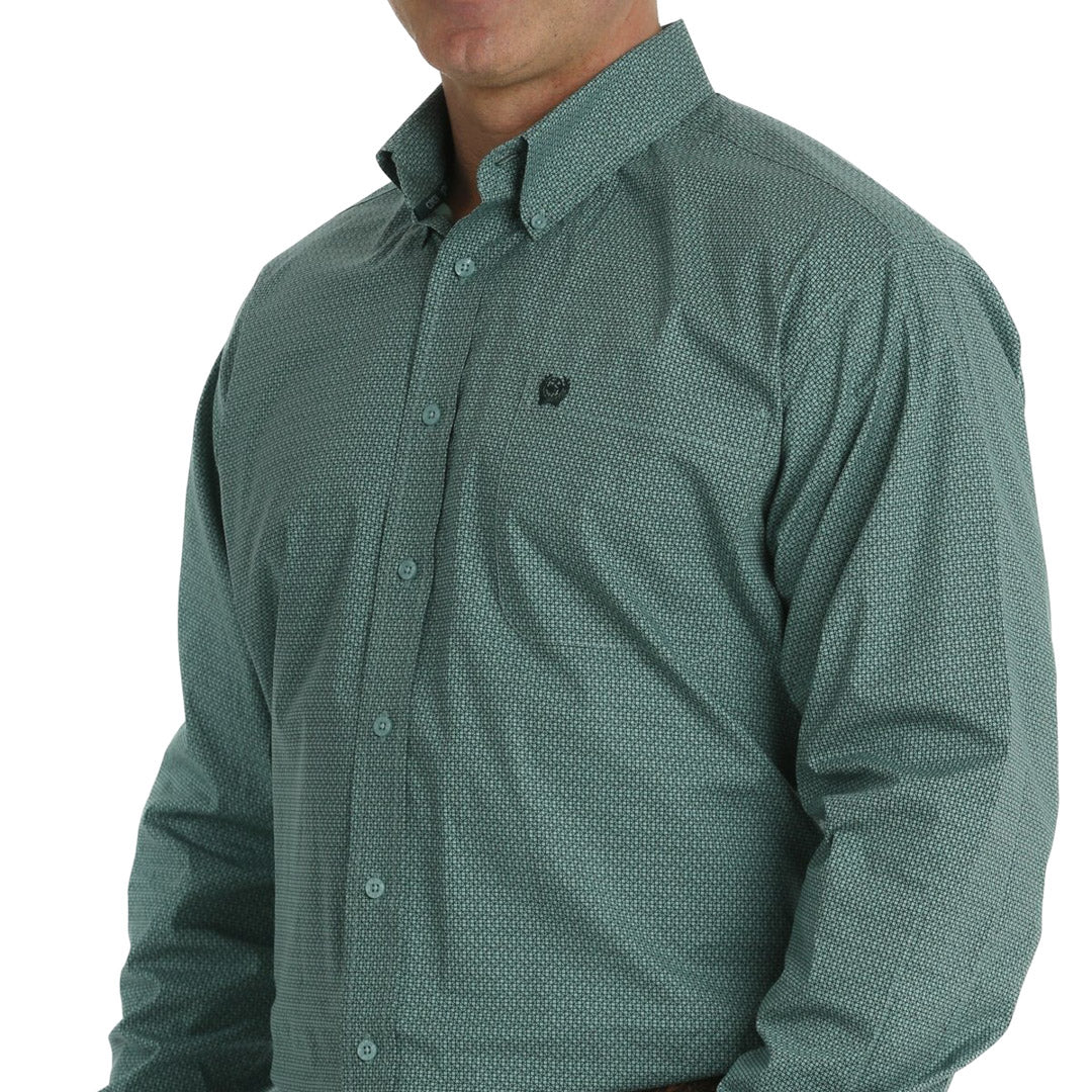 Cinch Men's Geometric Hex Print Button-Down Shirt In Teal