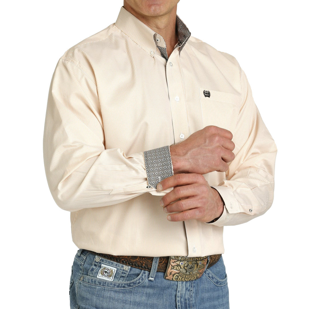 Cinch Men's Tencel Stripe Button-Down Western Shirt In Peach