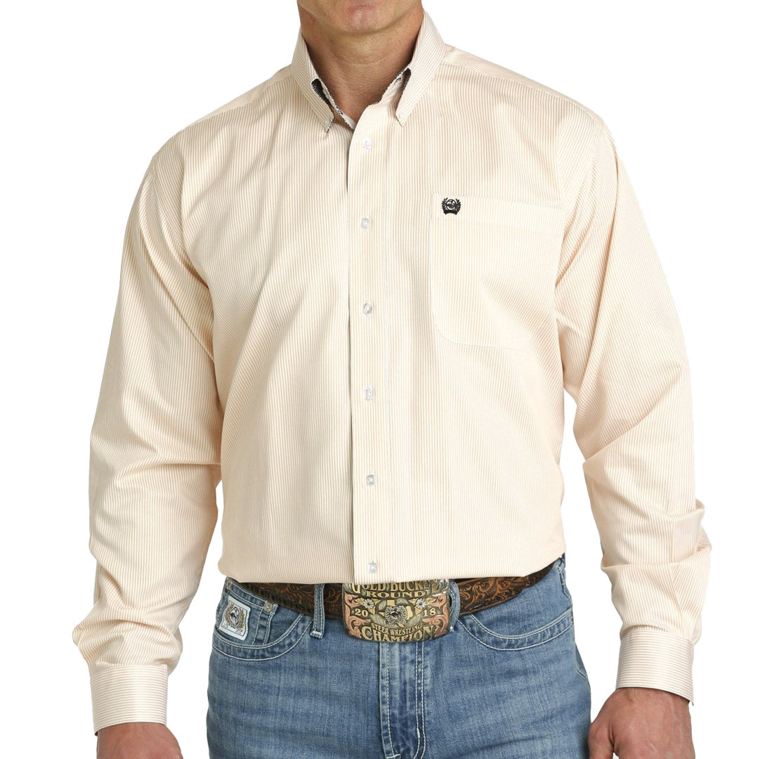 Cinch Men's Tencel Stripe Button-Down Western Shirt In Peach