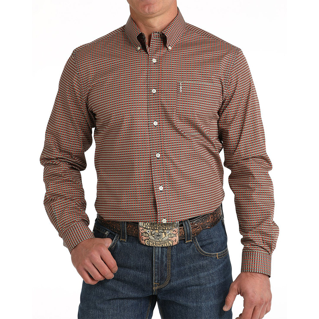 Cinch Men's Modern Fit Geometric Print Button-Down Shirt