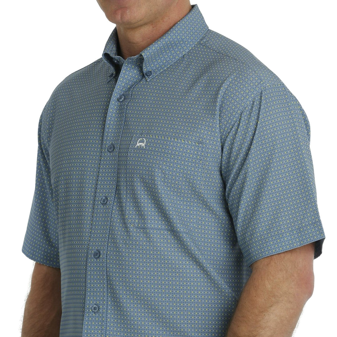 Cinch Men's ArenaFlex Short Sleeve Button-Down Shirt In Blue