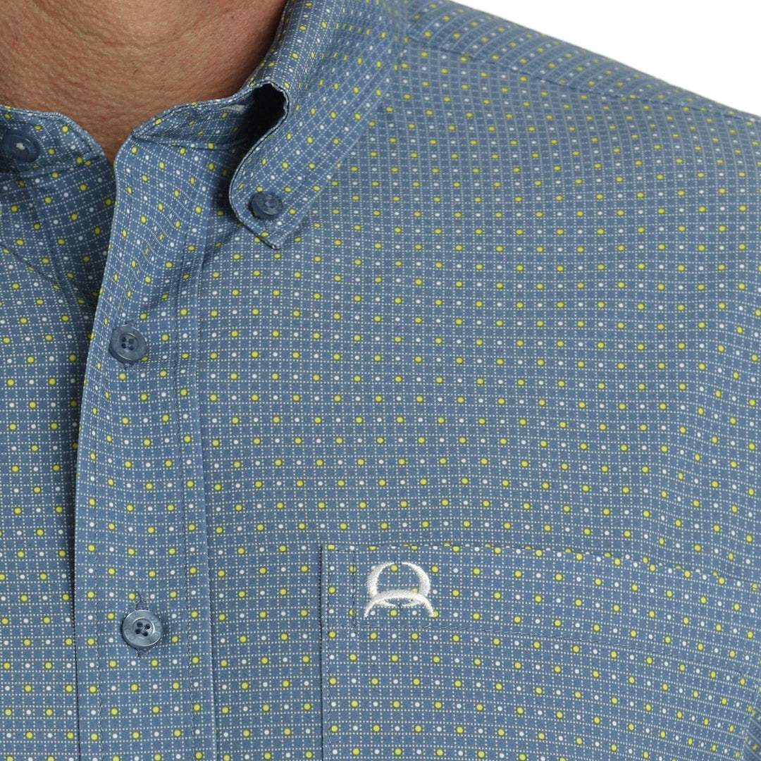 Cinch Men's ArenaFlex Short Sleeve Button-Down Shirt In Blue