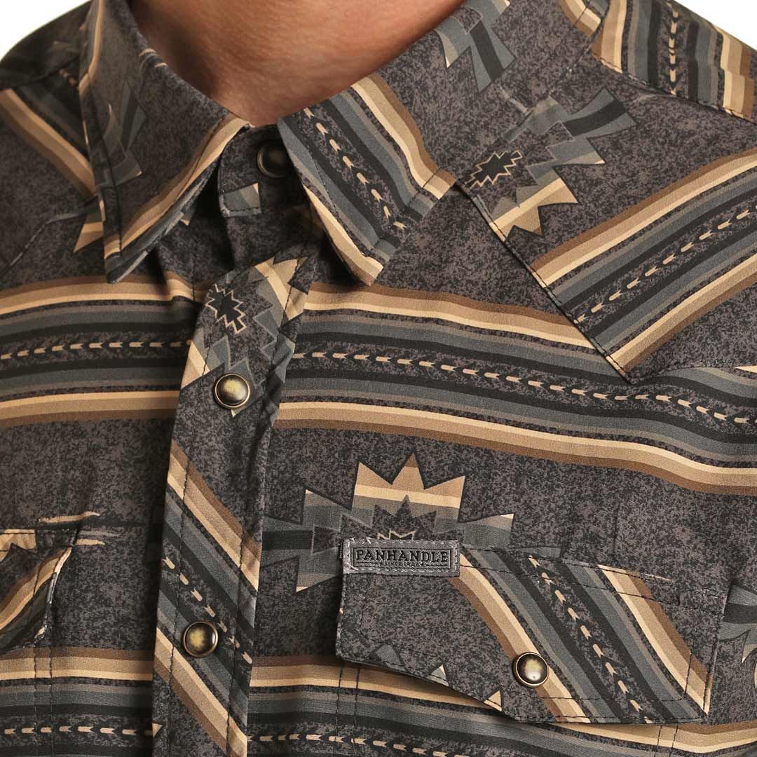 Panhandle Men's Slim Fit Aztec Print Snap Shirt