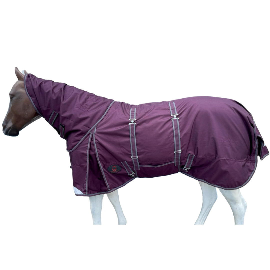 Tech Equestrian Heavyweight Winter Turnout Blanket In Plum with Detachable Neck