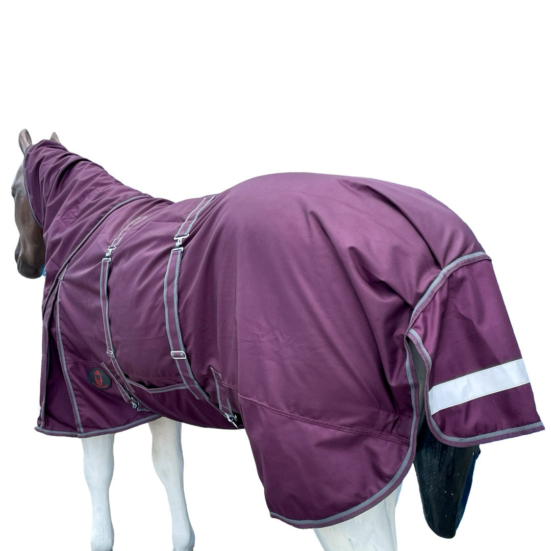 Tech Equestrian Heavyweight Winter Turnout Blanket In Plum with Detachable Neck