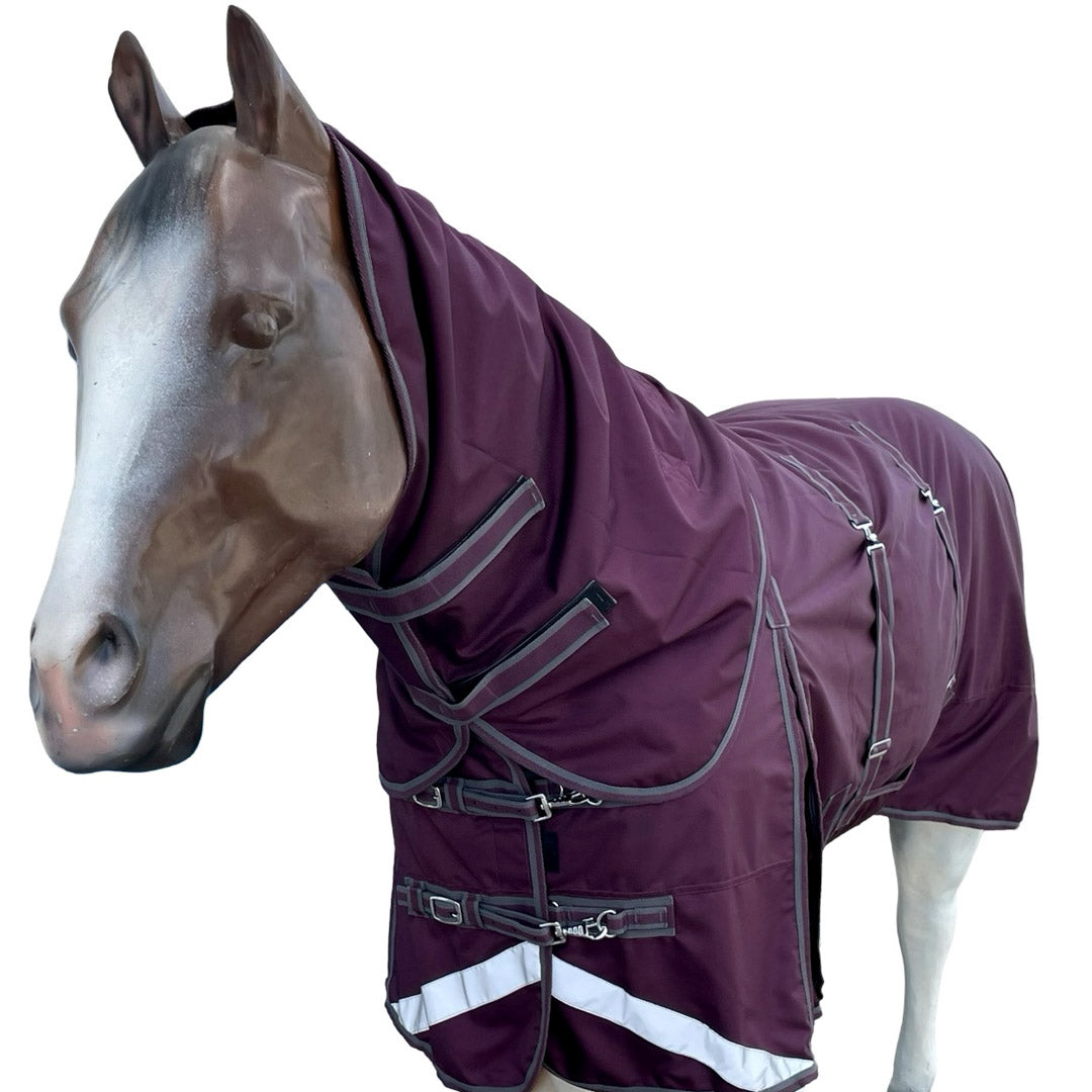 Tech Equestrian Heavyweight Winter Turnout Blanket In Plum with Detachable Neck