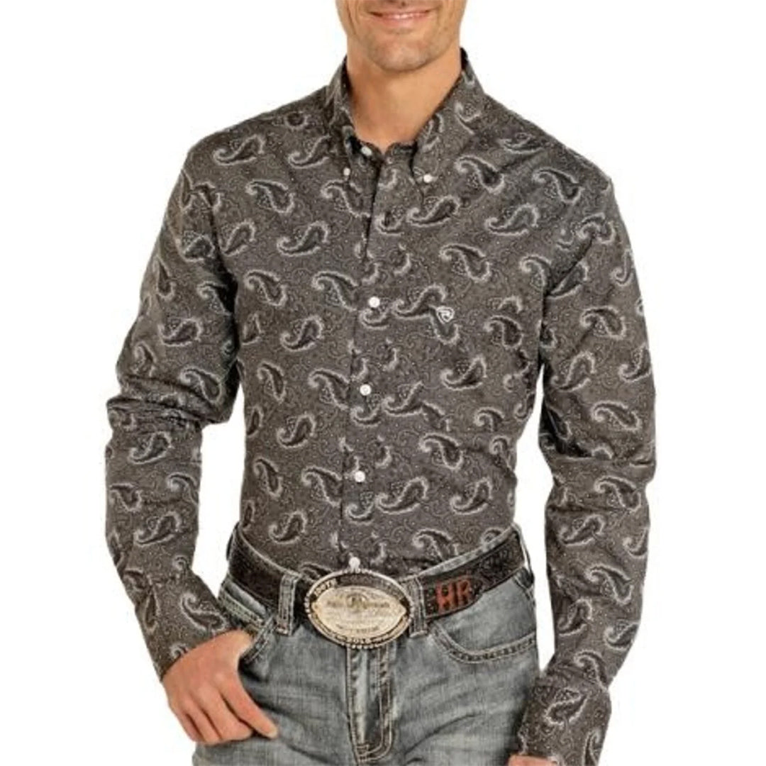 Rock & Roll Cowboy Men's Paisley Button Long Sleeve Shirt