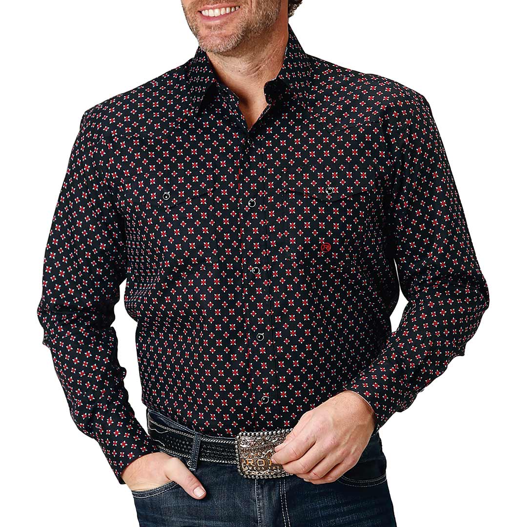 Roper Men's Crossed Square Print Snap Shirt