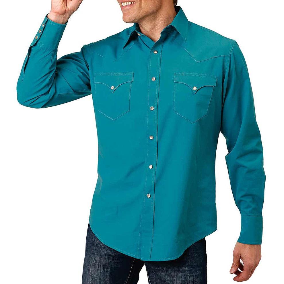 Roper Men's Solid Poplin Snap Shirt