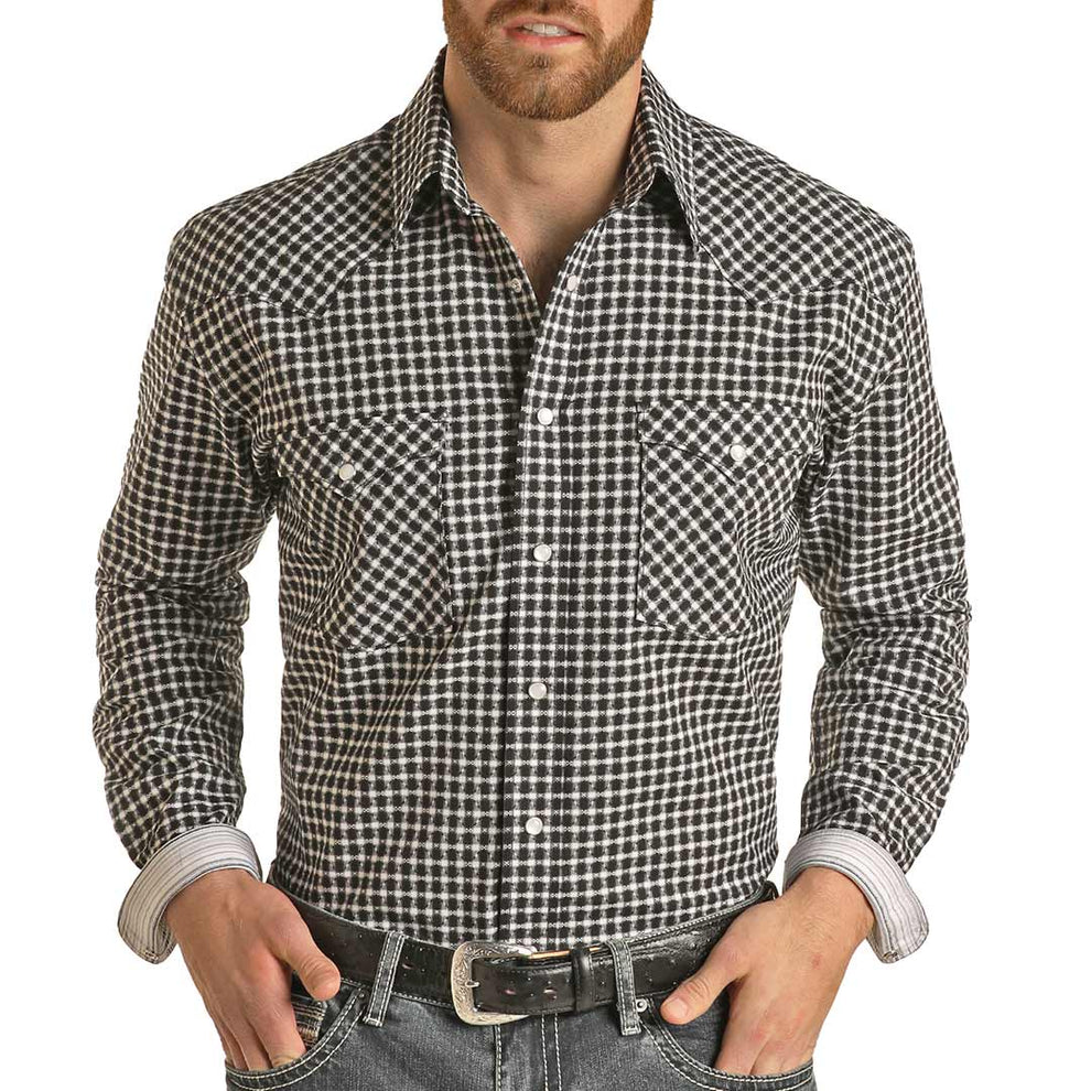 Rough Stock Men's Diamond Check Print Snap Shirt