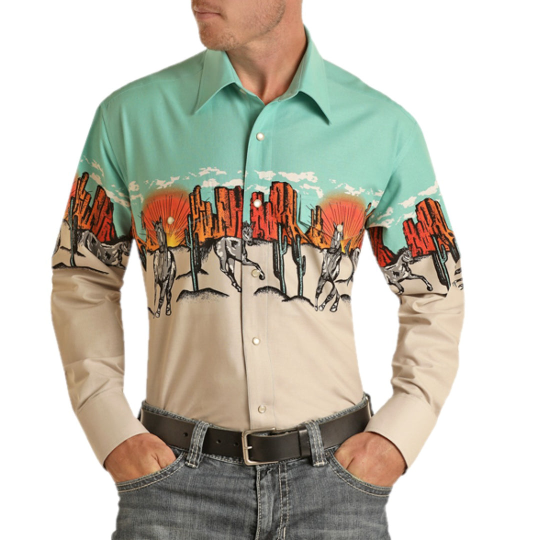 Panhandle Men's Southwest Print Snap Shirt