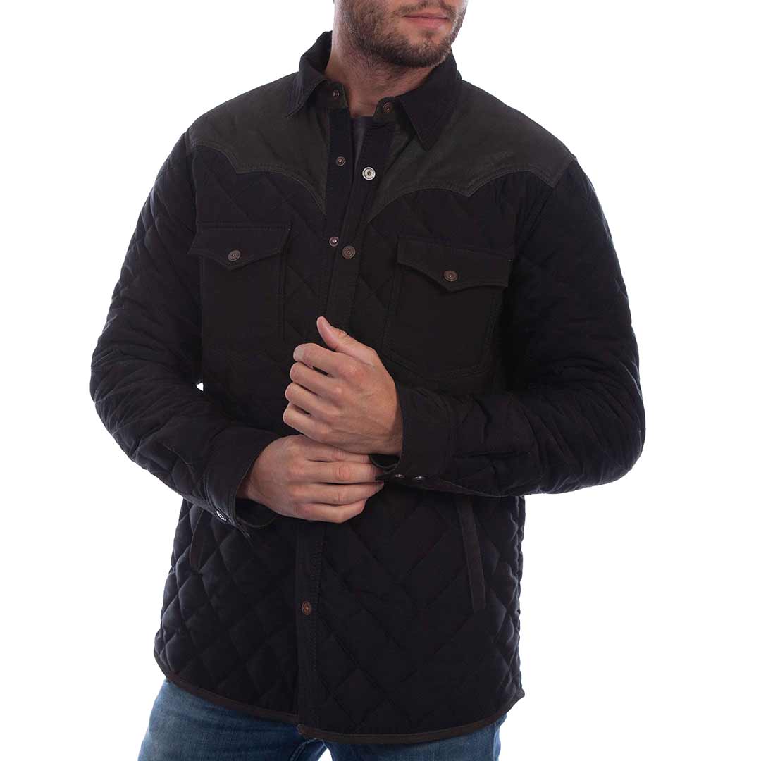 Mens quilted jacket hot sale with leather trim