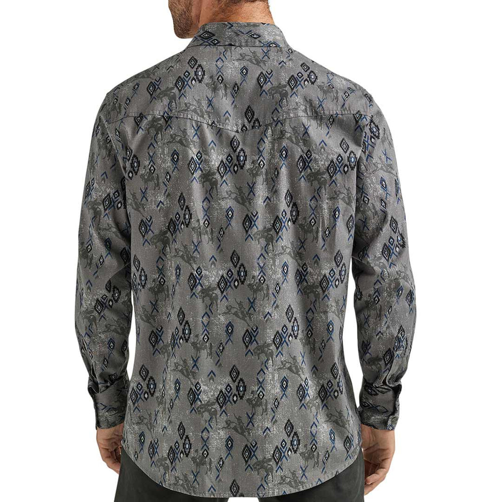 Wrangler Men's Way Out West Print Snap Shirt