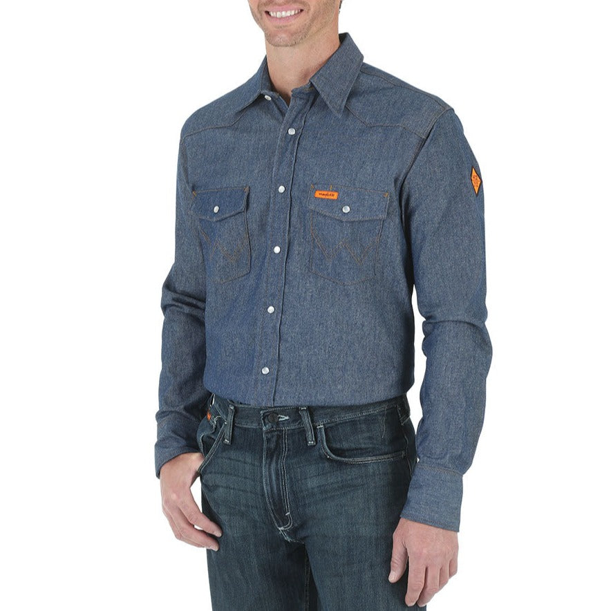 Men's wrangler hot sale denim work shirts