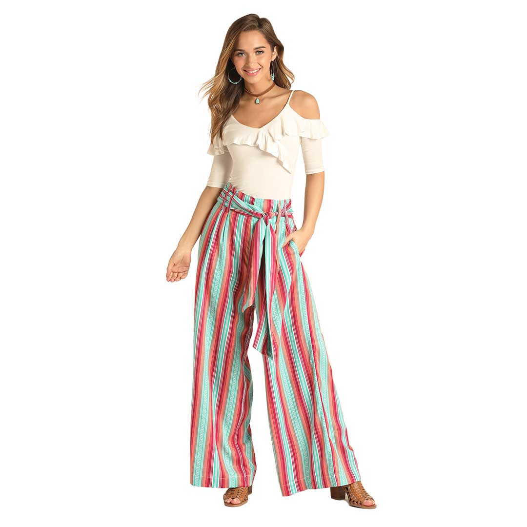 Rock & Roll Cowgirl Women's Stripe Wide Leg Pant