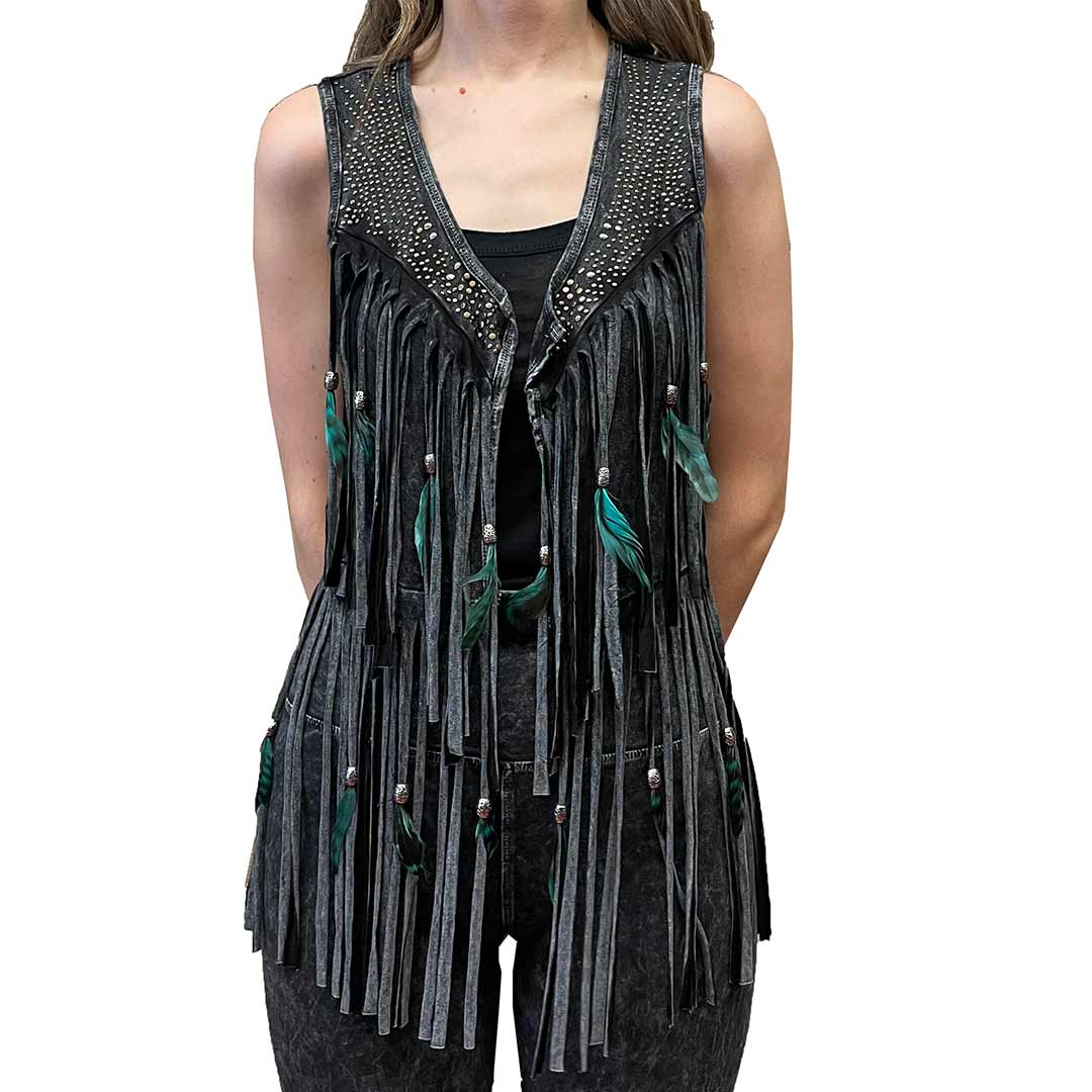 Pat Dahnke Women's Distressed Feather Short Vest