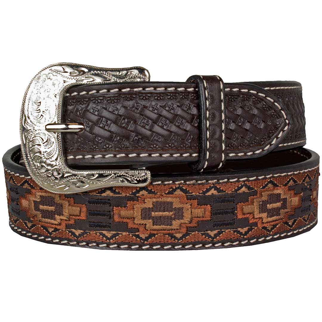 Ranger Belt Co. Men's Aztec Embroidered Leather Belt