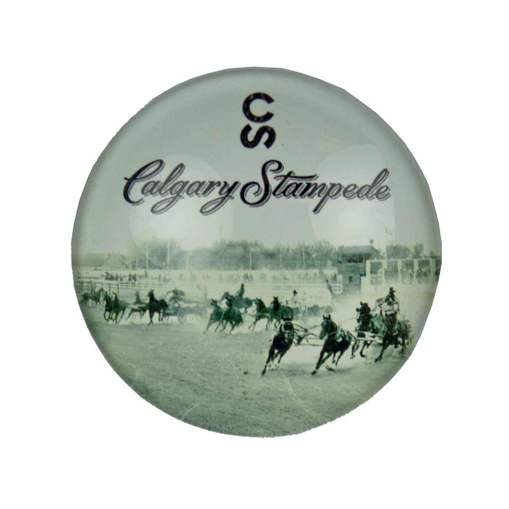 Calgary Stampede Black & White Chuckwagon Bubble Magnet