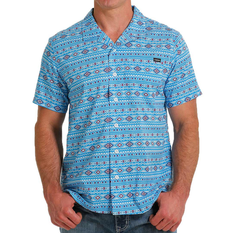 Cinch Men's Aztec Print Short Sleeve Camp Shirt