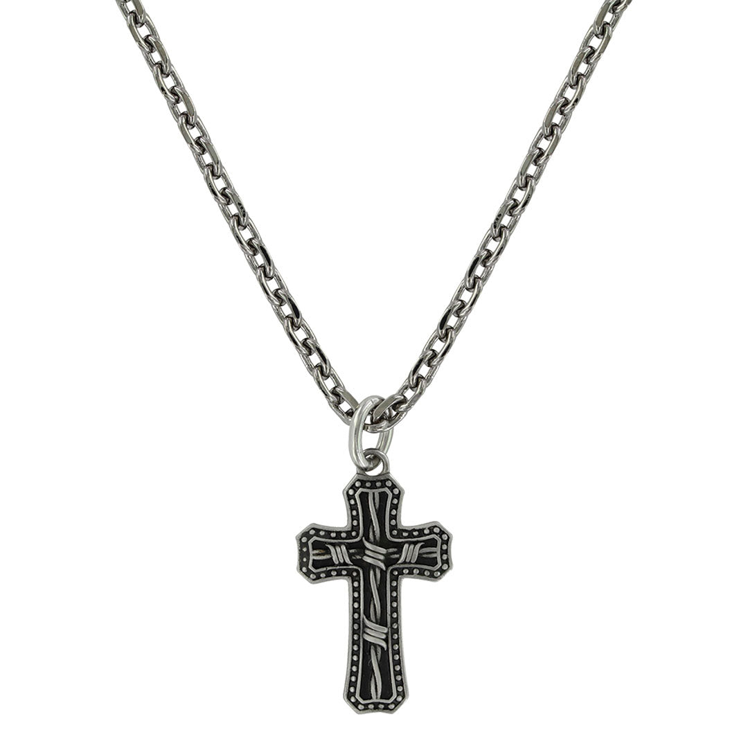 Montana Silversmiths Men's Barbed Wire Cross Necklace