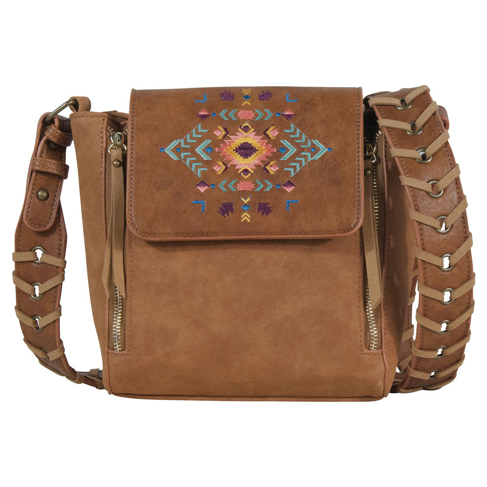 Catchfly Women's Embroidered Aztec Pattern Crossbody Purse