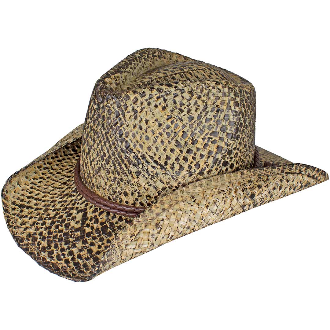 Dorfman Pacific Co. Pinch Front Straw Cowboy Hat | Tan/Dark Brown