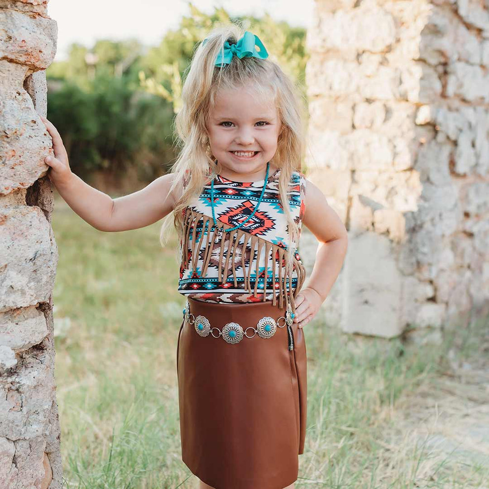 Shea Baby Toddler Girls' Aztec Fringe Tank Top