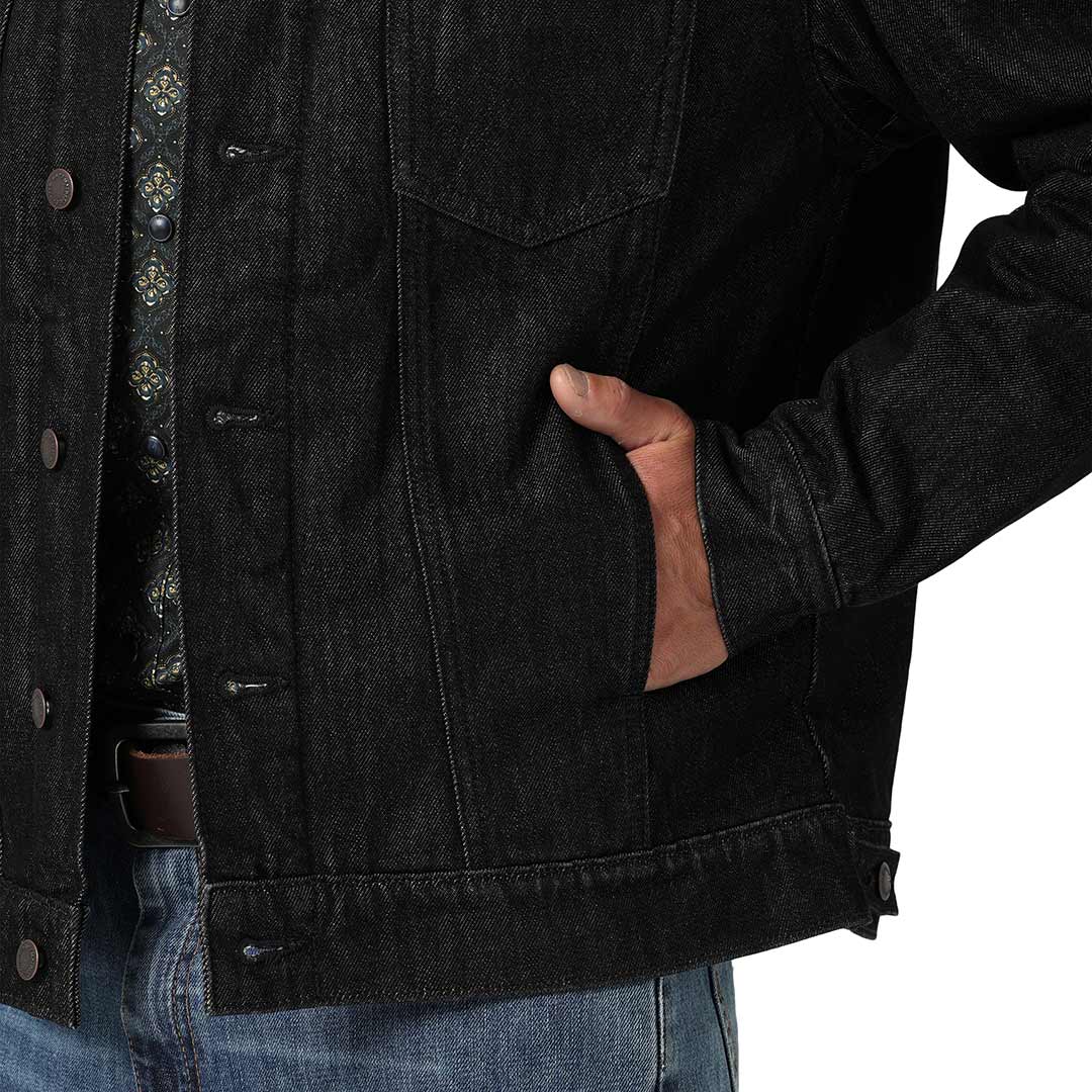 Sherpa lined denim jacket on sale long