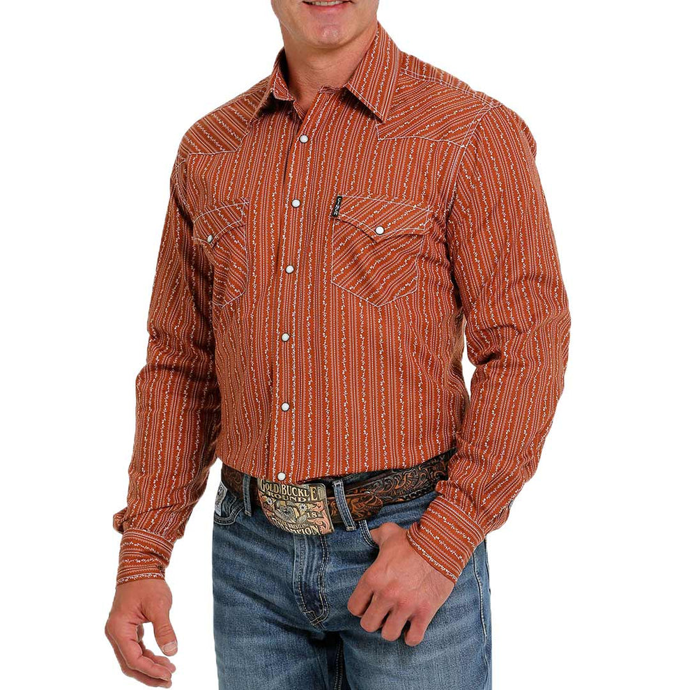 Cinch Mens Long Sleeve Copper Button Down Shirt