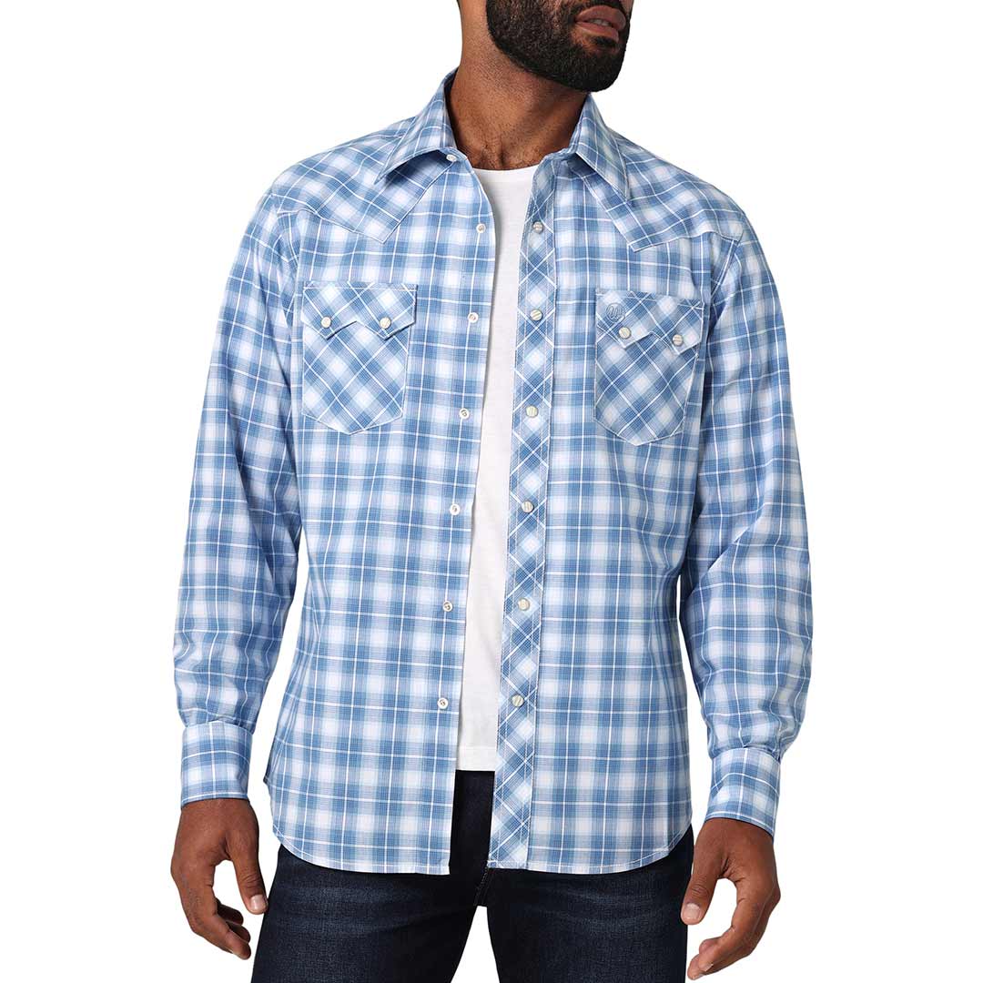 Wrangler Men's Retro Sawtooth Pocket Plaid Snap Shirt