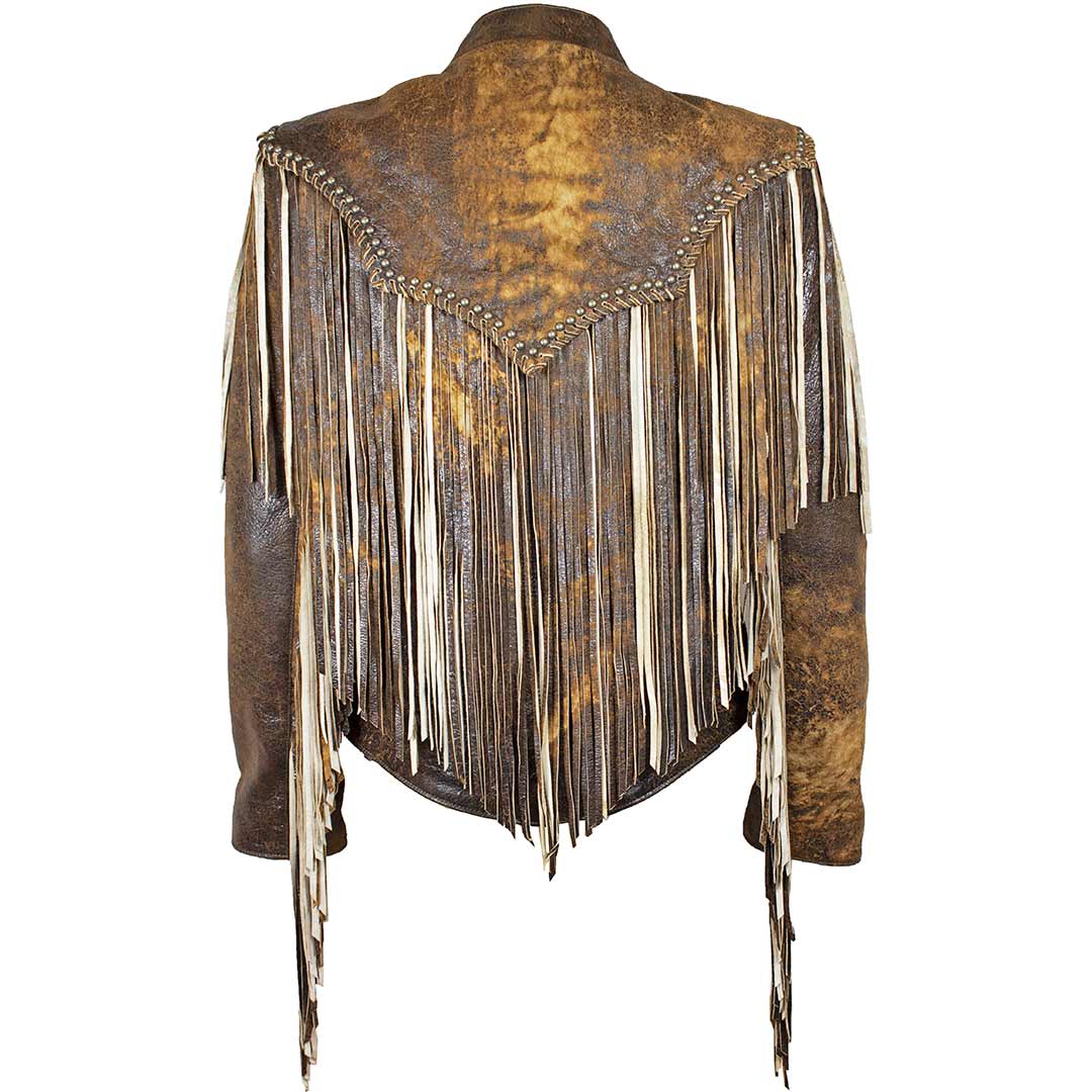 Juan Antonio Women's Distressed Fringe Cropped Leather Jacket