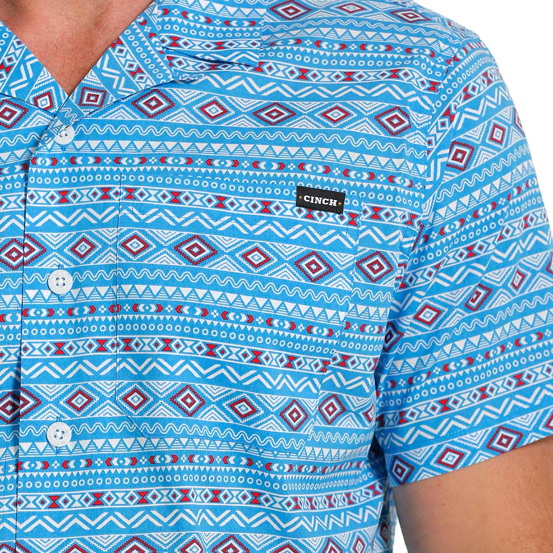 Cinch Men's Aztec Print Short Sleeve Camp Shirt