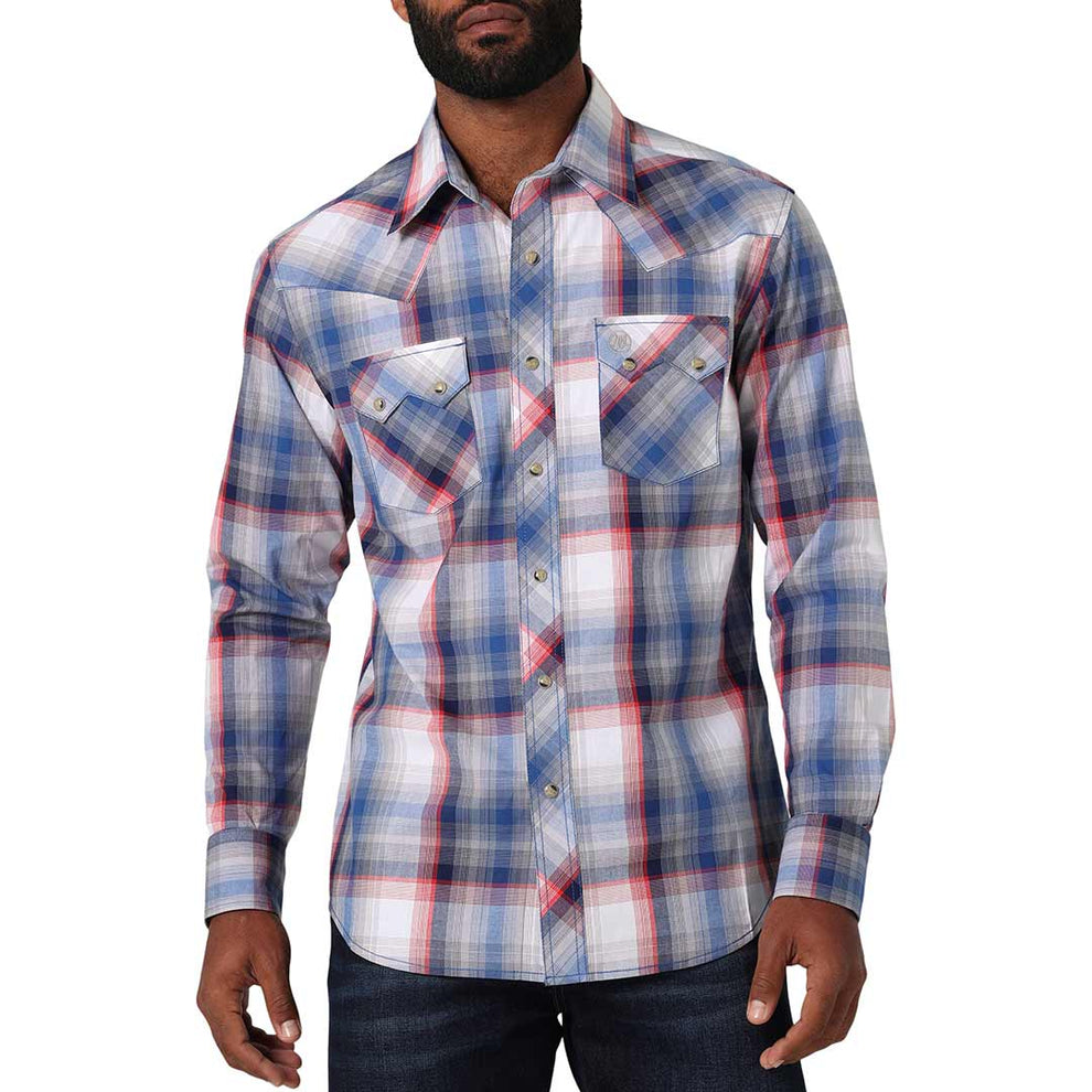 Wrangler Men's Retro Sawtooth Pocket Plaid Snap Shirt