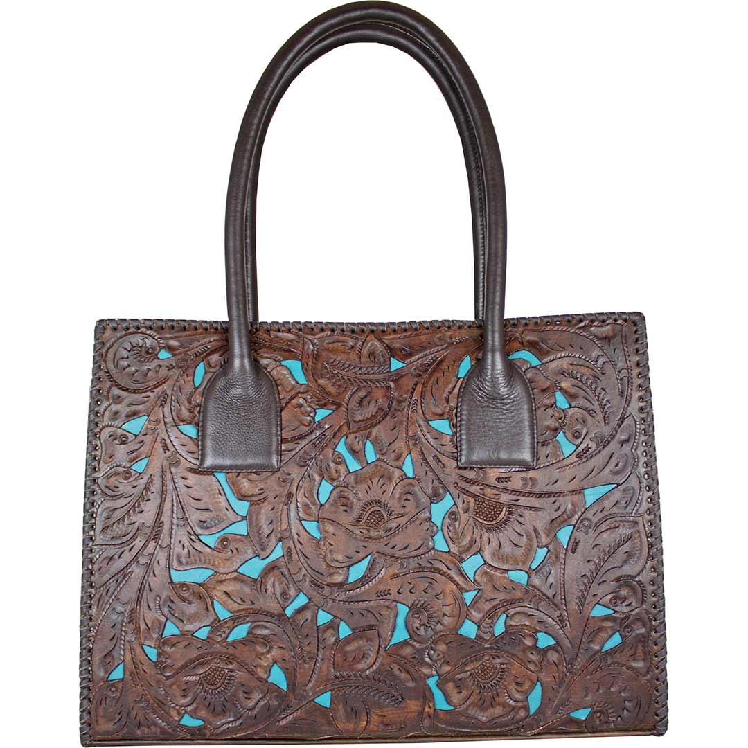 Juan Antonio Hand Tooled Inlay Leather Tote Bag