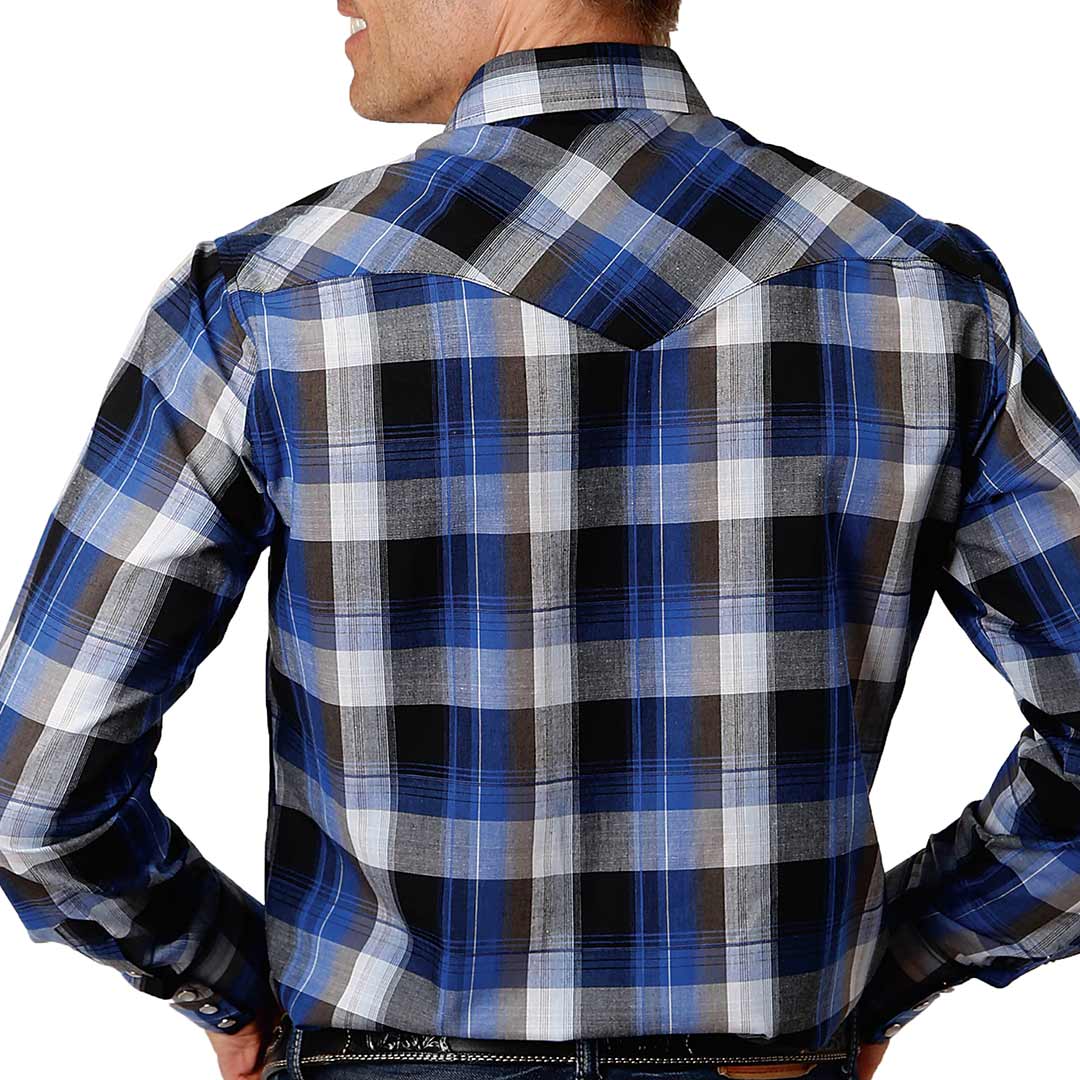 Roper Men's Ombre Plaid Print Snap Shirt