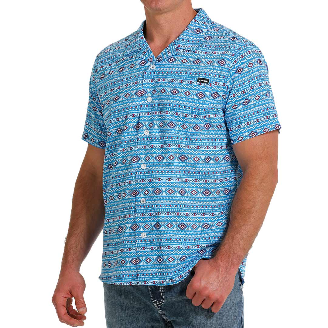 Cinch Men's Aztec Print Short Sleeve Camp Shirt