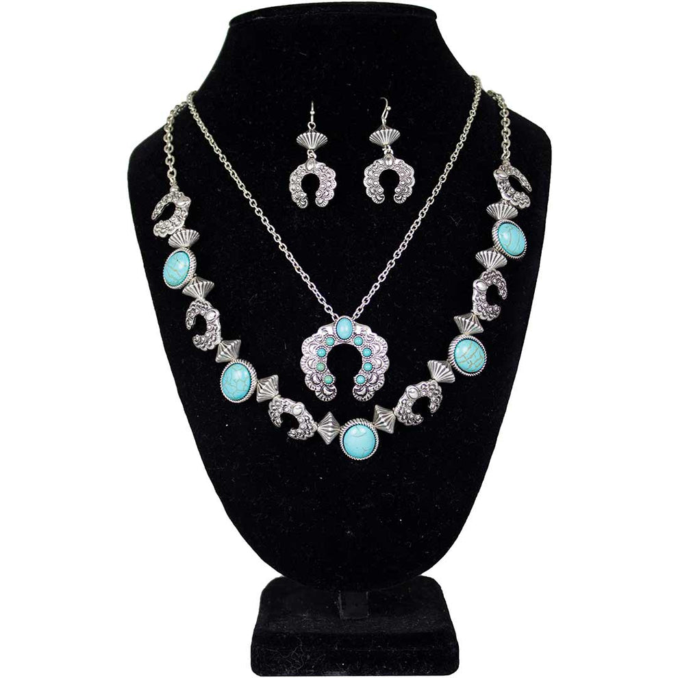 Wyo-Horse Double Squash Blossom Jewelry Set