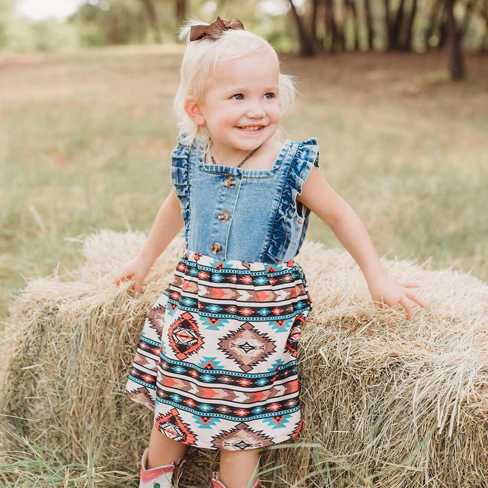 Shea Baby Toddler Girls' Denim & Aztec Dress