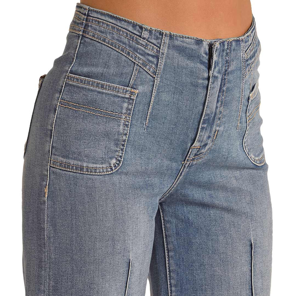 Teen Girls Jeans Wide Leg Thermal Line Denim Pants