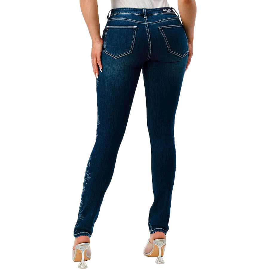 Grace in LA Women's Floral Seam Skinny Jeans