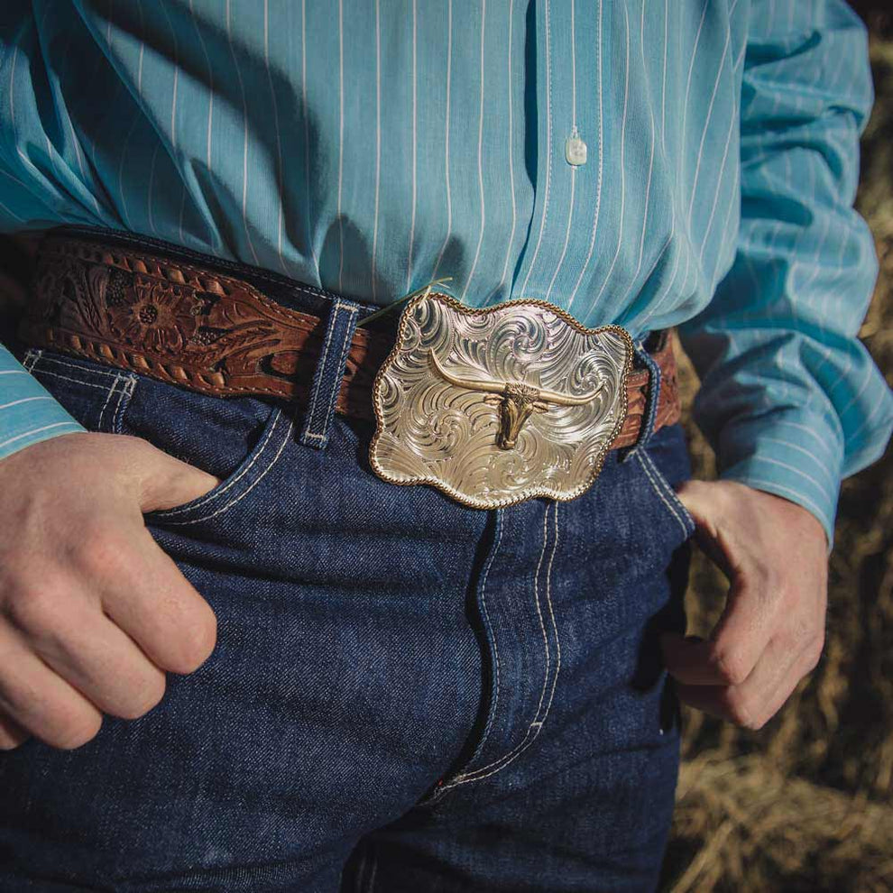 Montana Silversmiths Longhorn Scalloped Buckle