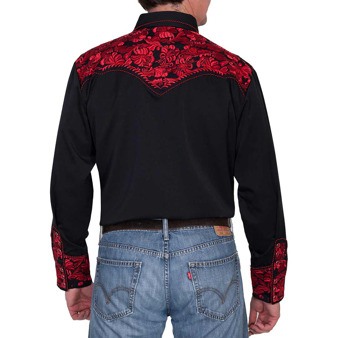 Scully Men's Floral Embroidered Western Dress Shirt