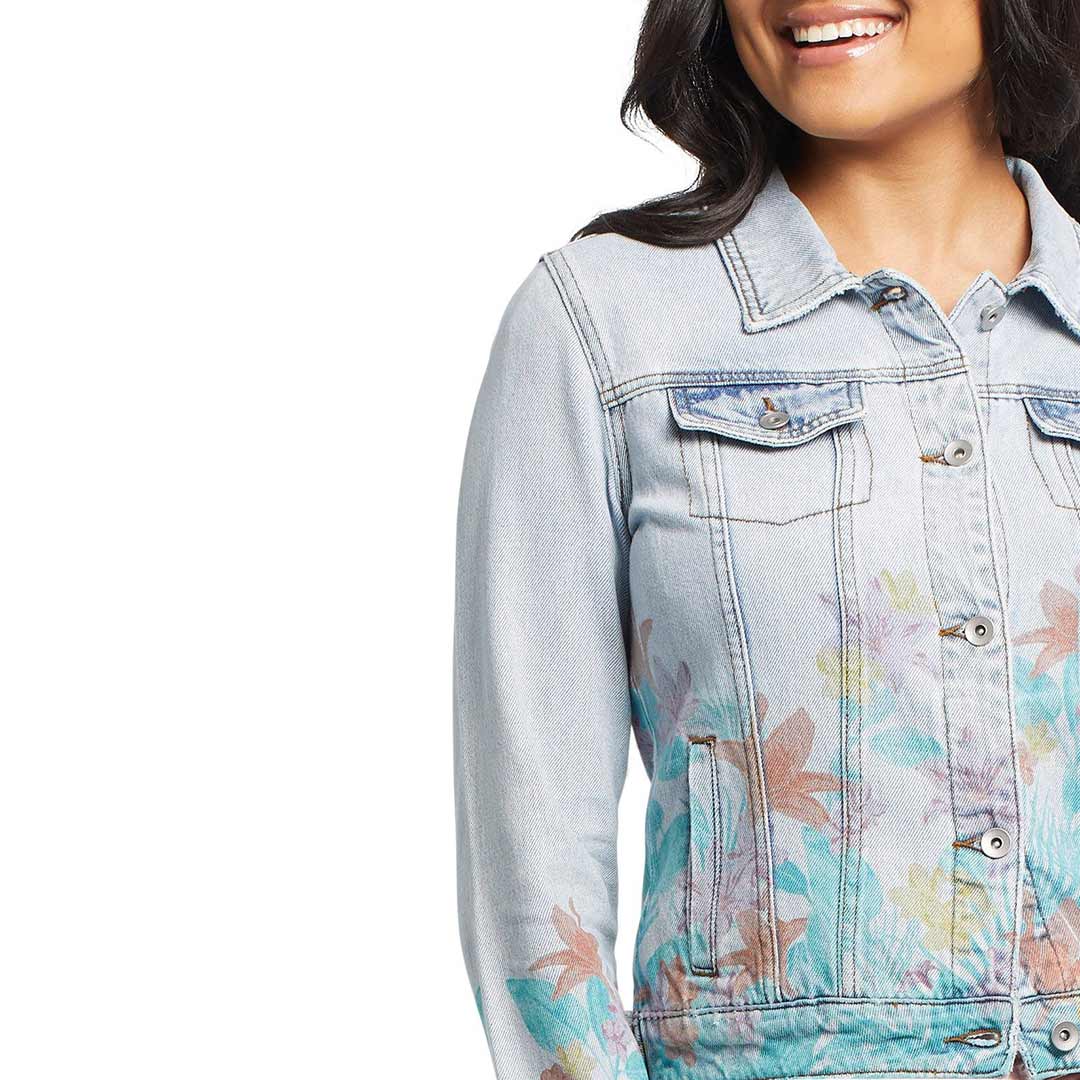 Floral print outlet jean jacket