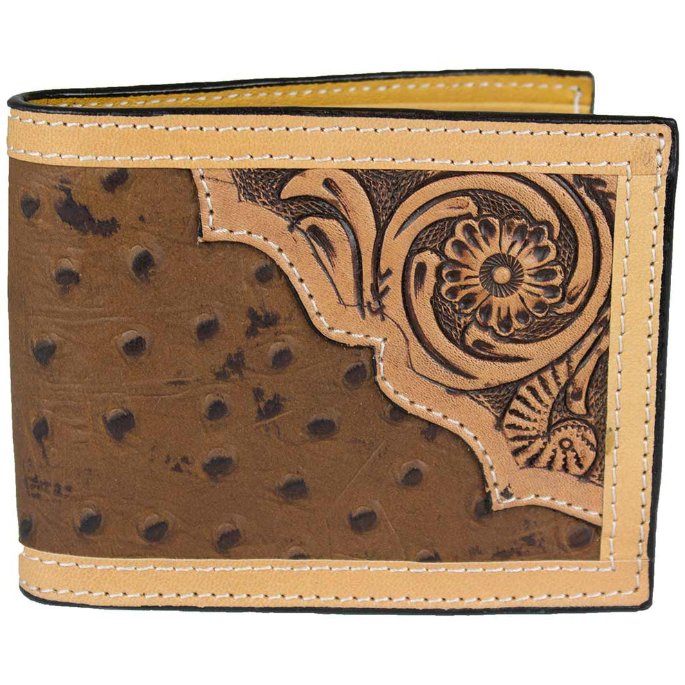 Ranger Belt Co. Men's Ostrich Skin Tooled Bifold Wallet